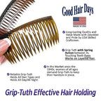 Grip-Tuth Combs - Set Of 2 Hair Side Combs - Hair Combs For All Types Of Hair - Decorative & Hair Styling Women Accessories (Shell, 3 ¼ ″ Wide)