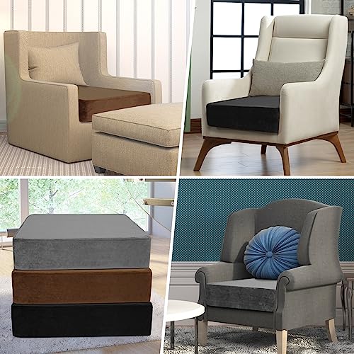 SINOSSO Velvet Large Chair Cushion for Elderly 20" x 20" x 5", High Density Foam Recliner Chair Pad Couch Armchair Seat Cushion, Brown