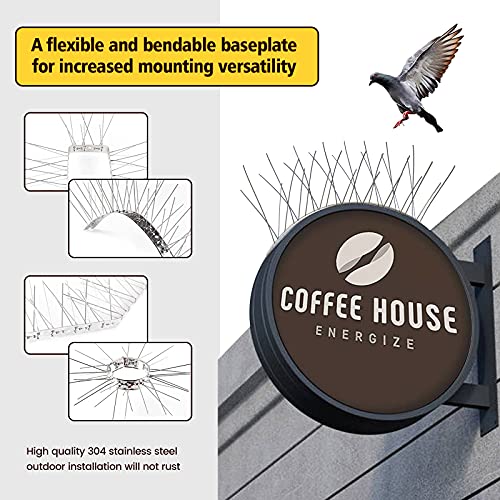 KKY 48 Pack Bird Spikes –13 inch Anti-Bird Nails Bird Repellent Metal Bird Deterant Spinners of Stainless Steel Bird Spikes for Pigeon and Other Small Birds 51.9 Feet