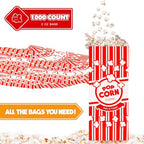 Poppy's Paper Popcorn Bags - 1000 2 oz Concession-Grade Bags, Popcorn Machine Accessories for Popcorn Bars, Movie Nights, Concessions