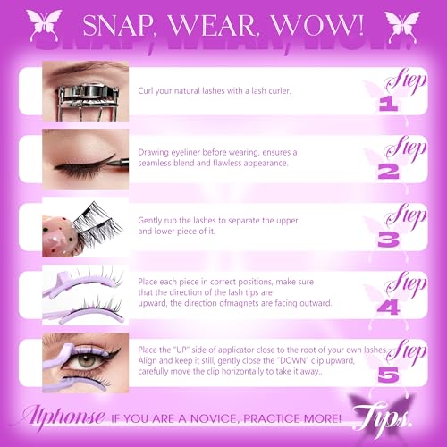 Half Lashes Magnetic Eyelashes With Applicator Cat Eye Magnetic Lashes with Clamp Wispy False Eyelashes Natural Look No Glue Needed pestañas postizas magneticas by ALPHONSE