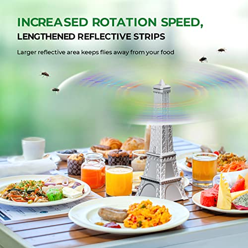 Fly Fans for Table, 3PCS Fly Fan for Outdoor Tables, Retractable Fly Fan Repellent Indoor Outdoor, Portable Fly Fans Spinner for Restaurant, Party, Home (Silver