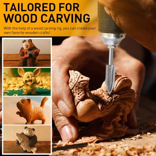 Wood Carving Drill Bits Set Compatible with Dremel Rotary Tool 5 Different Engraving Drill Accessories Bit Wood Grinding Woodworking Tool with 3mm Shank for DIY Carving Drilling Micro Sculpture