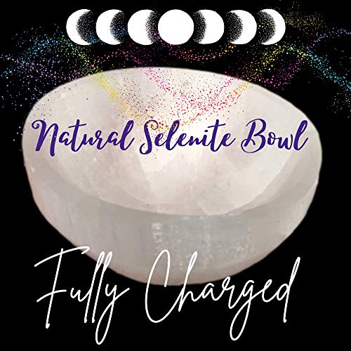 Selenite Crystal Smudge Bowl, 4 Sizes, Hand-Carved, Moroccan Crystal Holder to Charge, Cleanse Crystals, Charging Selenite Bowl, Spiritual Gifts, Wicca Supplies (3" Medium)