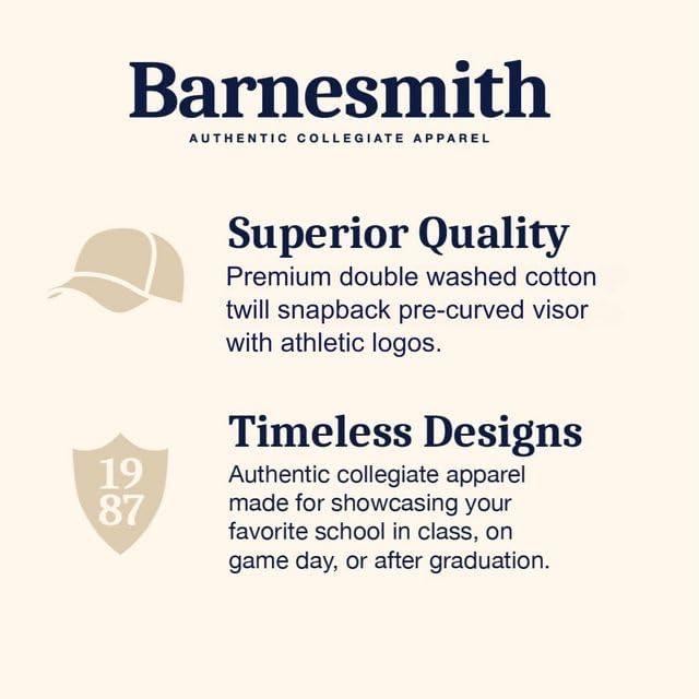 Barnesmith NCAA Adjustable Trucker Hat Unisex Adult Relaxed Fit, 100% Cotton, Sideline Logo, One Size Fits All