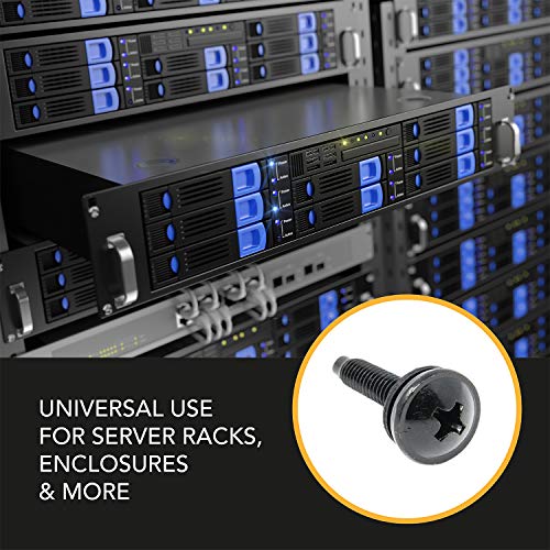 10-32 Rack Screws 50-Pack - Versatile Server Rack Accessories for Network Cabinets, Audio Mounts, Studs and Recording Studio Includes Nylon Washers. Perfect for Rackmounts