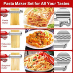 Pasta Maker Attachment Set for All KitchenAid Stand Mixer Included Pasta Sheet Roller, Spaghetti Cutter and Fettuccine Cutter, Stainless Steel Pasta Roller Accessories with 8-Speed Adjustable, 3 Piece