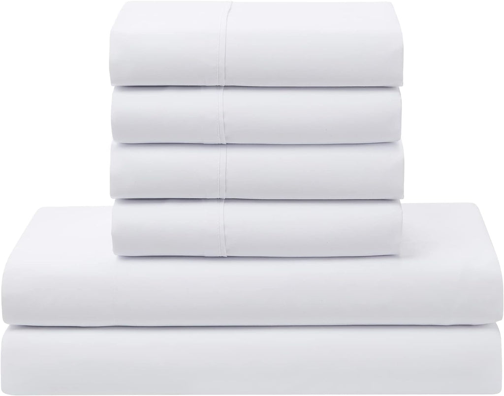 5 Piece Comforter Set Bed in a Bag Buffalo Check Christmas Print All Season Soft Down Alternative Bedding Comforter Set & Luxurious White Microfiber Bed Sheets, Twin, Buffalo Plaid Burgundy/Black
