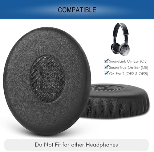 Ear Pads Replacement for Bose On-Ear 2 Headphones, GVOEARS Ear Cushion Pad for Bose OE2 / OE2i / SoundTrue On-Ear/SoundLink On-Ear Wireless Headphones, Durable & Longer Lasting (Black Pad)