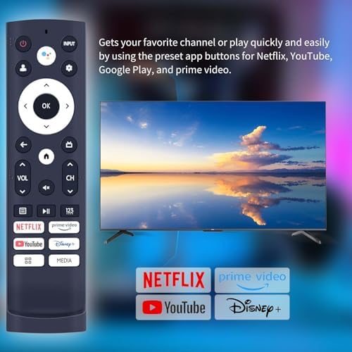 RIVIERA ERF3S90H Replacement Voice Remote Control for Hisense Smart Google TV Model 43A6H 50A6H 55A6H 65A6H 75A6H 50U6H 55U6H 65U6H 75U6H 65U8H 75U8H with 6 Shortcut Keys