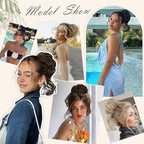 SOFEIYAN Claw Clip Messy Bun Hair Piece Curly Wavy Hair Bun Clip in Claw Chignon Ponytail Extensions Synthetic Tousled Updo with Tendrils Hairpieces Accessories Scrunchies for Women, Dark Blonde Mix