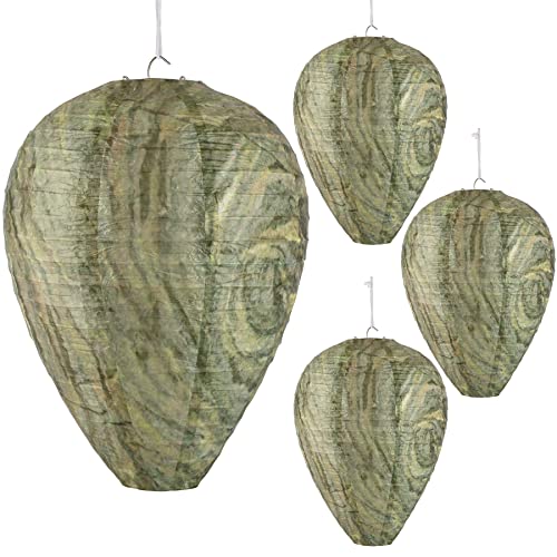 DECYOOL 4 Pack Wasp Nest Decoy Safe Hanging Wasp Deterrent - Outdoor Eco Friendly