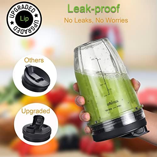 [Upgraded] Replacement 18oz Nutri Ninja Blender Cup with Sip & Seal Lid For Auto-IQ BL480, BL482, BL490, BL640, BL642, & BL680 Auto IQ Series Blenders., 2 Pack