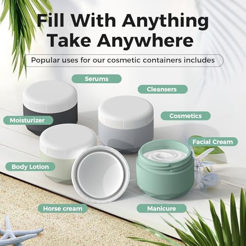Travel Containers for Toiletries, Silicone Cream Jars TSA Approved 2.5oz Travel Size Containers with Toiletry Bag, Wide Mouth Leak-proof Travel Accessories with Lid for Cosmetic Cream