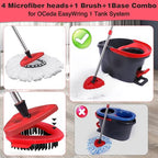 Mop Replacement Heads 4 Pcs & 1 Scrub Brush & 1 Base Set for Ocedar Easywring 1-Tank System,Microfiber Spin Mop Replacement Head,Machine Washable for Bathroom,Kitchen,Tub and Tile