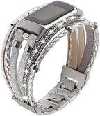 Leather Bands Compatible with Fitbit Charge 6 Bands/Fitbit Charge 5 Bands for Women, Boho Handmade Multilayer Wrap Bracelets Strap Replacement for Fitbit Charge 6/Charge 5 Fitness Tracker