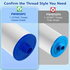 KGC 6CH-940 Spa Filter 2 Pack - Compatible with Pleatco PWW50P3 (1 1/2" SAE Coarse Thread), Unicel 6CH-940, Filbur FC-0359, Waterway 817-0050, 03FIL1400, 25252-for Viking Spa Front Access Skimmer.