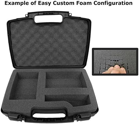 CASEMATIX Hard Travel Case with Foam and Padlock Rings - Customizable Foam Fits Pico Mobile Projectors, Recorders, Microphones and More Small Electronics & Accessories up to 14.5" x 7.5" x 2.75"