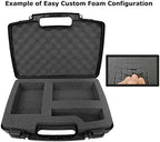 CASEMATIX Hard Travel Case with Foam and Padlock Rings - Customizable Foam Fits Pico Mobile Projectors, Recorders, Microphones and More Small Electronics & Accessories up to 14.5" x 7.5" x 2.75"