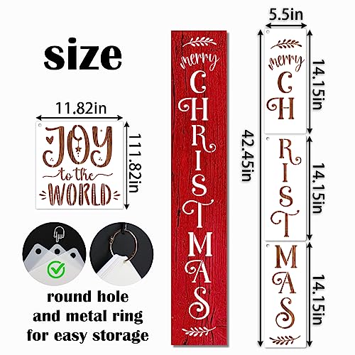 Christmas Stencils for Painting on Wood Crafts Large Holiday Winter Xmas Merry Christmas Stencil Reusable for Adult Ornament Paint Card Wall Porch Sign Glass Fabric Door (9 Christmas Sign)