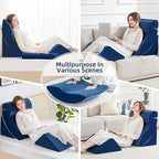 A2ZCOMFY Memory Foam Wedge Pillow Set for Sleeping, Post Surgery, Back Pain Relief - Blue