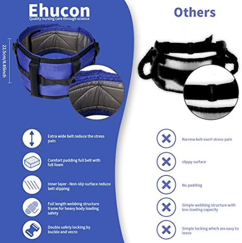 Gait Belts with Padded Handles,Transfer Belts Physical Therapy Belt for Seniors Moving, Lifting Belt Assist Patient/Elderly(Blue, X-Large)