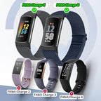 5 Pack Elastic Nylon Watch Bands Compatible for Fitbit Charge 6/Fitbit Charge 5, Adjustable Breathable Replacement Stretchy Nylon Loop Wristband Sport Strap for Women Men