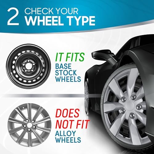 BDK (4-Pack) Premium 16" Wheel Rim Cover Hubcaps OEM Style Replacement Snap On Car Truck SUV Hub Cap - 16 Inch Set, Abs,Steel, Acrylonitrile Butadiene Styrene