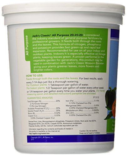 Jack's Classic All Purpose Fertilizer, 20-20-20 with Micronutrients and Plant Food, 1.5lbs