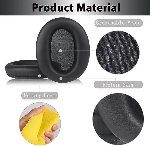 WH-CH710N Replacement Earpads Ear Cushions,Ear Pads for Sony WH-CH700N, WH-CH710N, WH-CH720N Headphones, Ear Cushions with Soft Protein Leather, Ear Comfort Memory Foam (Black)