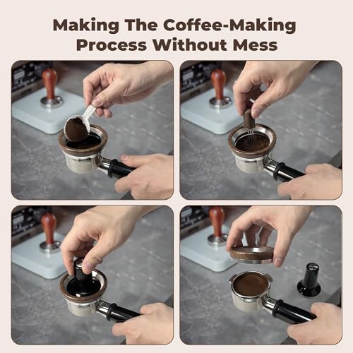 54mm Espresso Dosing Funnel for Breville Portafilters, Aluminum Magnetic Coffee Dosing Funnel Ring Compatible with Breville 54mm Portafilters,Espresso Accessories Tool(Walnut)