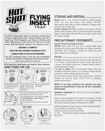 Hot Shot Flying Insect Trap, Discreet, Trap Attracts, Captures and Kills House Flies and Fruit Flies, 24/7 Continuous Attraction, No Plug-in Or Electricity Needed, 6 Count