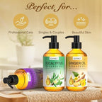 Valentine's Day Gifts for Men&Women -3 Pack Massage Oil for Massage Therapy,Lymphatic Drainage Ginger Oil | Lavender Oil | Sore Muscle Eucalyptus Massage Oils &Massage Ball for Date Night
