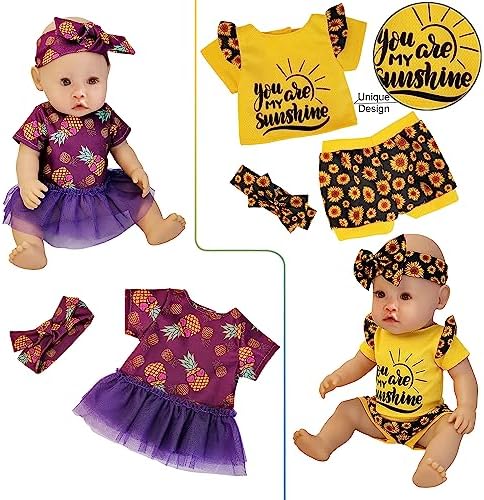 10 Sets 14-16 Inch Baby Doll Clothes Dress Outfits Headbands Accessories fits New Born 43cm Baby Doll, 15 inch Baby Doll, 18 Inch Doll
