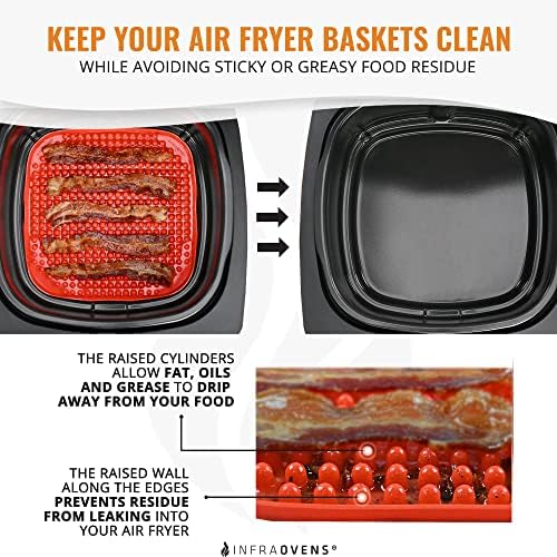 Air Fryer Accessories with Rack, Reusable Mats and Cheat Sheet Guides Compatible with Cosori, Instant Pot Vortex, Ninja Foodi, Ultrean + More - Stainless Steel Air Fryer Rack, Square 7.7 inches