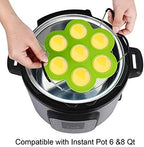 ROTTAY Silicone Egg Bites Molds and Steamer Rack Trivet with Heat Resistant Handles Fit Instant Pot Accessories, 7pcs set for 6qt & 8qt Electric Pressure Cooker With 2 Spoons and Silicone spatula