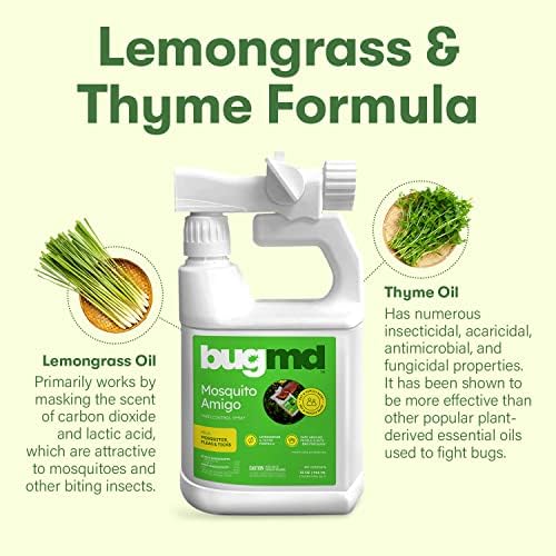 BugMD Mosquito Amigo Ant Killer & Bug Spray - Outdoor Roach, Cockroach, and Spider Killer, Fly and Insect Defense, Natural Plant-Based Formula, Safe with Essential Oils