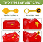 Gas Can Spout Replacement, Anti-Spill Gas Can Nozzle Replacement, 2-Kit Gas Can Spouts No Leaky, Upgraded Replacement Gas Can Spout with Flexible Nozzle, Gas Can Vent, Fit for Most 1/2/5/10 Gal Can
