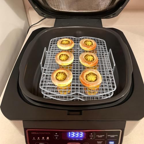 Dehydrator Rack for Ninja Foodi AG300 Grill, 3 Stackable Layers Dehydrator Rack Stand for Ninja Foodi AG300 Accessories, Rectangle Air Fryer Accessories for Ninja AG300 AG301 Foodi Grills