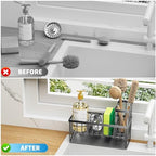 Cisily Sink Caddy, Sponge Holder for Kitchen Sink, Kitchen Sink Organzier with High Brush Holder, Rustproof Stainless Kitchen Gadgets Sink Accessories, Organizadores de Cocina, Patent 1038566S