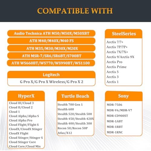 ATH M50X Earpads Cooling Gel Ear Cushions Pads, Upgraded Earcups Replacement for Audio Technica ATH-M50X/M40X/M30X/M20X, SteelSeries Arctis 7/5/3/Pro, HyperX Cloud 2/Cloud 3/Cloud Alpha Headphones