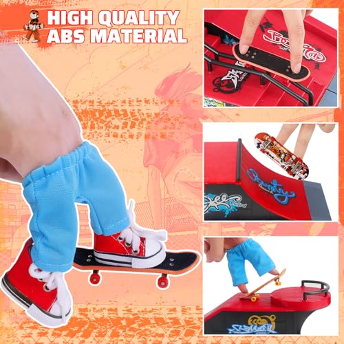 MOMSIV Finger Skateboards 9-in-1, Mini Finger Skateboard Park Ramp Kit Fingerboard Half Pipe Ultimate Parks Training Props Accessories, Skateboard Toys Set Christmas Birthday Gift for Kids Adult