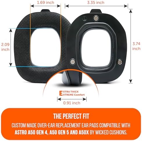 WC Freeze A50 - Cooling Gel Replacement Earpads for Astro A50 Gen 4, Gen 5 and A50X Only, Made by Wicked Cushions, Improved Durability, Thickness and Sound Isolation | Black