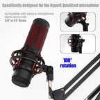 Microphone Mount Adapter for Hyperx Quadcast with 3/8" or 1/4" Screw Adapter, Works with HyperX QuadCast Microphone Stand & Boom Arm Durable Replacement Accessory for Mic (Black)