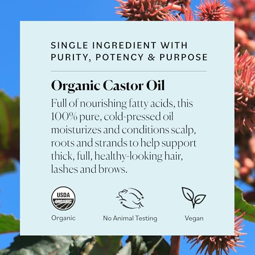 Sky Organics Organic Castor Oil Eyelash & Brow Serum, Hexane-Free Conditioning Oil that Promotes Fuller Looking Lashes & Eye Brows, 100% Pure & Cold-Pressed USDA Certified Organic 1 fl. Oz. / 30 ml