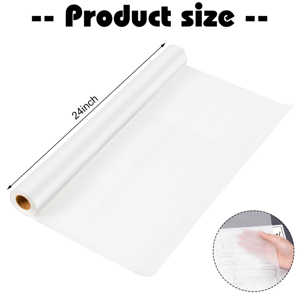 Tracing Paper Roll 24 Inch x 30 Yards White Pattern Paper Translucent Trace Paper for Sewing Drawing Sketching