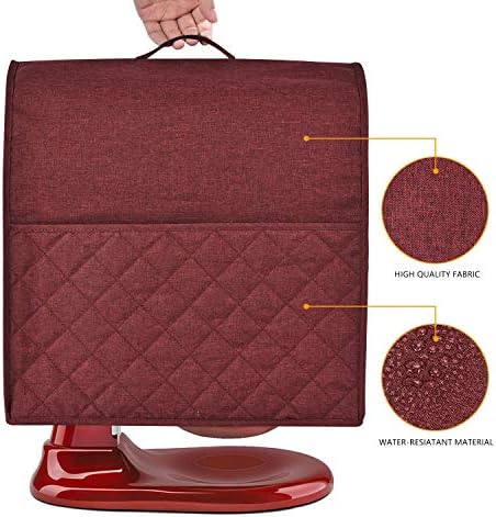 Stand Mixer Dust-proof Cover for KitchenAid Mixer，Multi Pockets for Various Kitchen Appliance Accessories，Water-resistant，Easy Cleaning (Wine red, Fit for Bowl Lift 5-8 Quart)