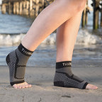 TechWare Pro Ankle Brace Compression Sleeve - Relieves Achilles Tendonitis, Joint Pain. Plantar Fasciitis Foot Sock with Arch Support Reduces Swelling & Heel Spur Pain. (Black, S/M)