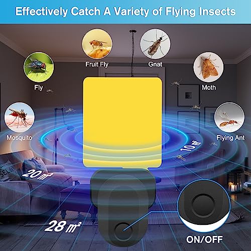 HiAnifri Flying Insect Trap Plug-In, 2023 Upgrade Mosquito Trap Gnat Killer Indoor, Safe Non-Toxic UV Light Attractant Night Light Fly Trap with Sticky Pad for Flies, Gnats, Moths(1 Pack, Black)