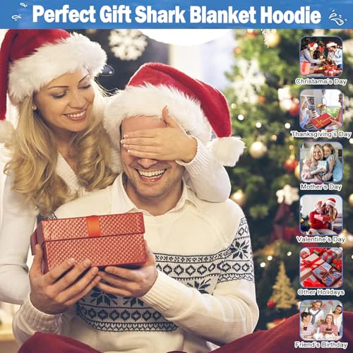 DDMY Shark Onesie Shark Blanket, S Size Flannel Blanket Hoodie Wearable Blanket Cute Halloween Blanket for Cosplay, Funny Shark Sleeping Bag Halloween Costumes Christmas Blanket Shark Throw Blankets